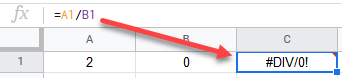 google sheets #DIV/0! error