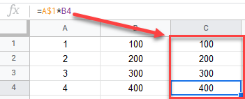 google sheets absolute relative address by $