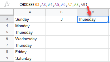 google sheets choose function 1