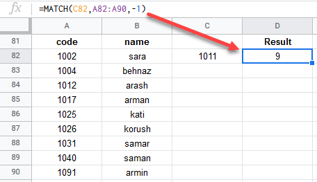 google sheets match function 4