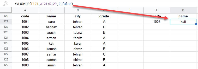 google sheets vlookup function 1