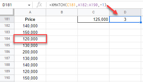 google sheets formula xmatch 2