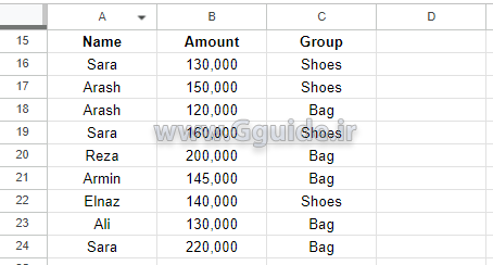 google sheets DCOUNT function 1