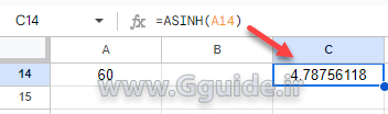 google sheets ASINH function