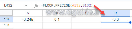 google sheets FLOOR.PRECISE function 2