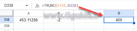 google sheets TRUNC function 2