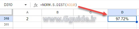 google sheets NORM.S.DIST function