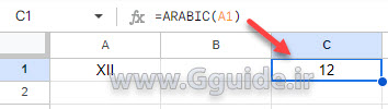google sheets ARABIC function