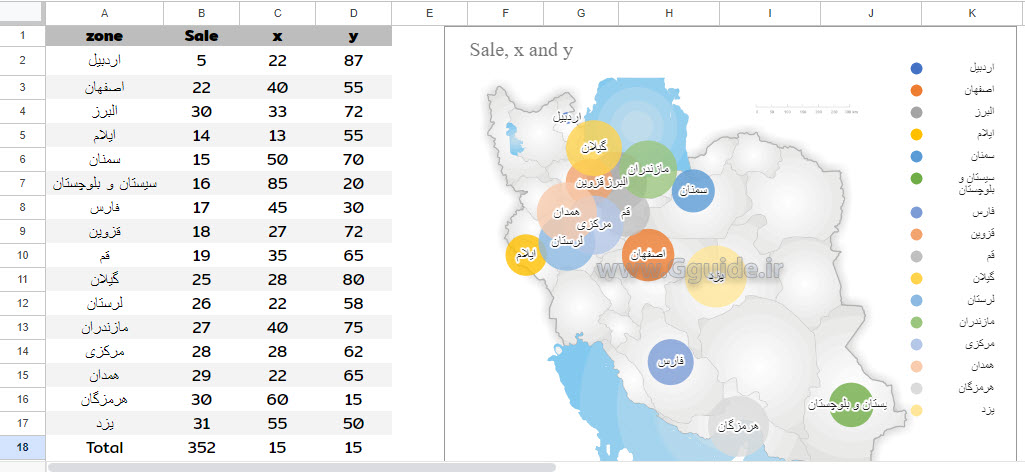IRAN map chart in google sheets 6