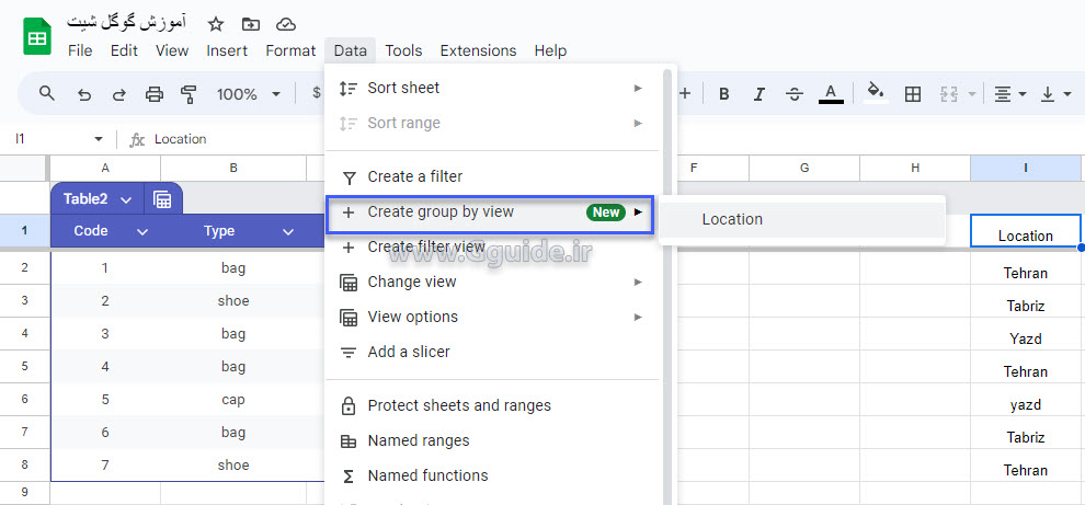 google sheets Table group by column 7