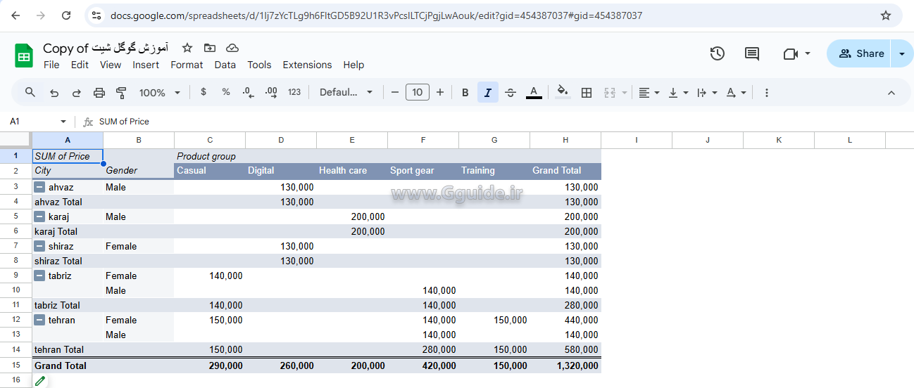 گزینه Publish to web در گوگل شیت 4