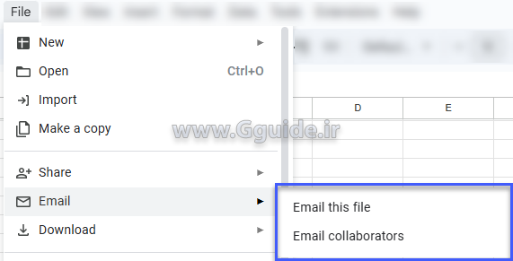 ارسال یک فایل گوگل شیت از طریق ایمیل 1