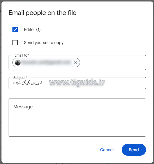 ارسال یک فایل گوگل شیت از طریق ایمیل 3